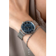 ZINZI Horloge 34mm zilverkleur met mesh band en blauwe romeinse plaat - 2009543