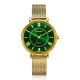 ZINZI Horloge 34mm geel verguld met mesh band en groene romeinse plaat - 2009544