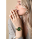 ZINZI Horloge 34mm geel verguld met mesh band en groene romeinse plaat - 2009544