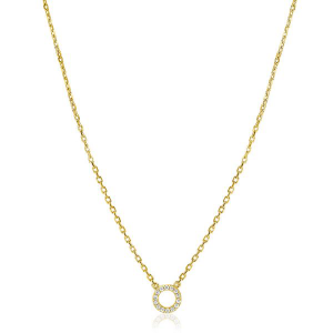 ZINZI collier geel verguld met open rondje gezet met zirconia - 2009551