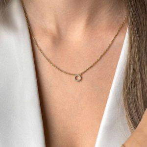 ZINZI collier geel verguld met open rondje gezet met zirconia - 2009551 ZINZI collier geel verguld met open rondje gezet met zirconia - 2009551