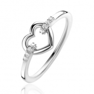 Zinzi ring open hart en zirconia's in de band - 2009574