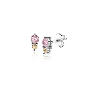 Zinzi zilveren oorknop roze en gele zirconia - 2009576 Zinzi zilveren oorknop roze en gele zirconia - 2009576