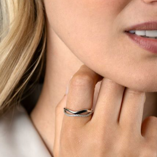 ZINZI Zlv ring met organische vorm met baan zirconia - 2009649