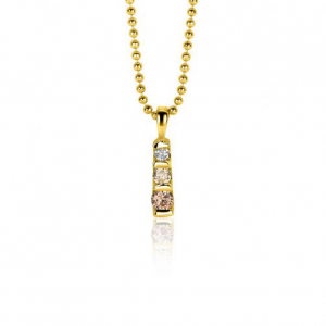 ZINZI Zlv hanger gg.verguld  staafje zirconia  champagne ,groen en wit - 2009652