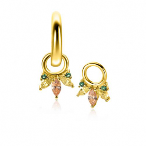 ZINZI Zlv oor bedel  zirc. peer aflopend zirconia groentinten/champagne /paars - 2009661 ZINZI Zlv oor bedel  zirc. peer aflopend zirconia groentinten/champagne /paars - 2009661
