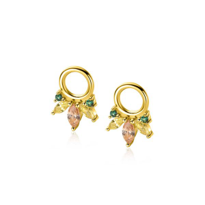 ZINZI Zlv oor bedel  zirc. peer aflopend zirconia groentinten/champagne /paars - 2009661 ZINZI Zlv oor bedel  zirc. peer aflopend zirconia groentinten/champagne /paars - 2009661