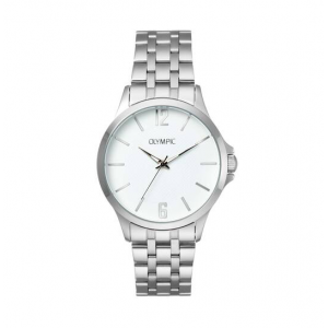 Olympic heren horloge stalen band en kast witte wijzerplaat - 2009671