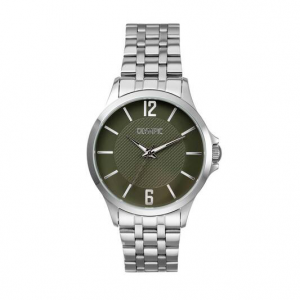 Olympic heren horloge stalen band en kast groene wijzerplaat - 2009672