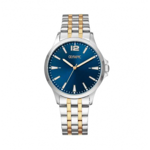 Olympic heren horloge stalen bicolor  band en kast blauwe wijzerplaat - 2009673 Olympic heren horloge stalen bicolor  band en kast blauwe wijzerplaat - 2009673