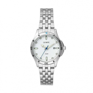 OLYMPIC dames horloge met stalen kast en band witte plaat - 2009683 OLYMPIC dames horloge met stalen kast en band witte plaat - 2009683