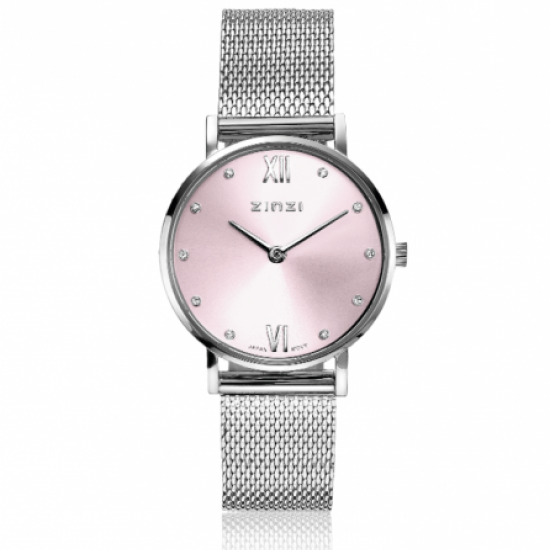 Zinzi watch met roze wijzerplaat en meshband - 2009703