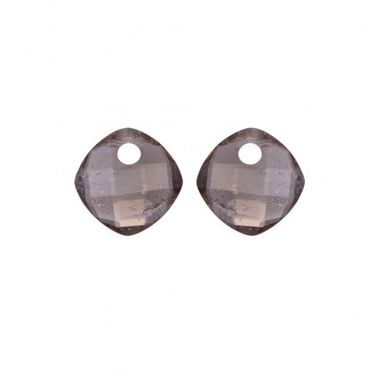 Sparkling Jewels; earstones cushio cut smokey quartz - 2009711