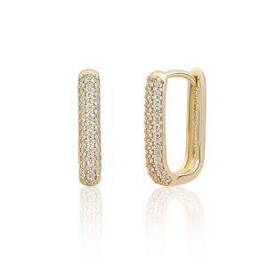 Sparkling Jewels; earring square huggies CZ gold - 2009717 Sparkling Jewels; earring square huggies CZ gold - 2009717