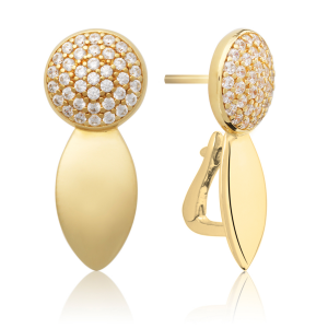 Sparkling Jewels; earring the core crystal gold , double pin CZ - 2009726 Sparkling Jewels; earring the core crystal gold , double pin CZ - 2009726