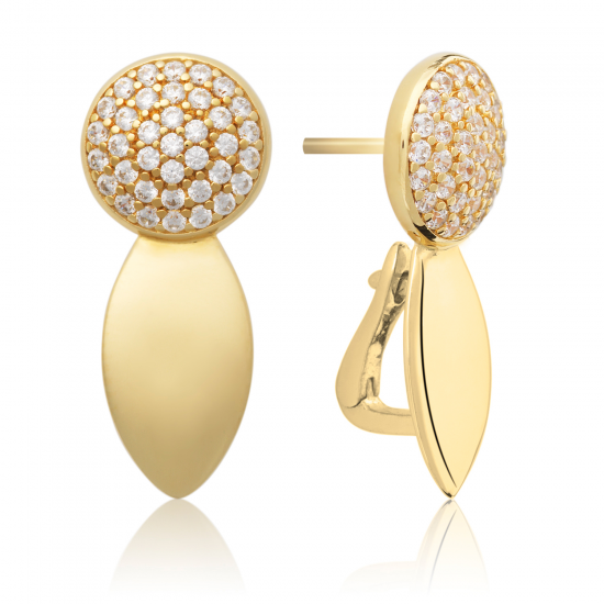 Sparkling Jewels; earring the core crystal gold , double pin CZ - 2009726