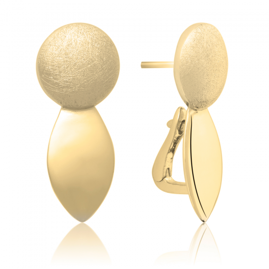 Sparkling Jewels; earring the core mat gold , double pin CZ - 2009727