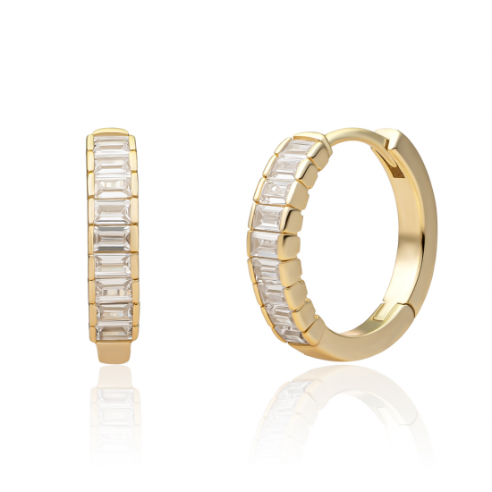 Sparkling Jewels; earring  gold huggies  gold , CZ - 2009730