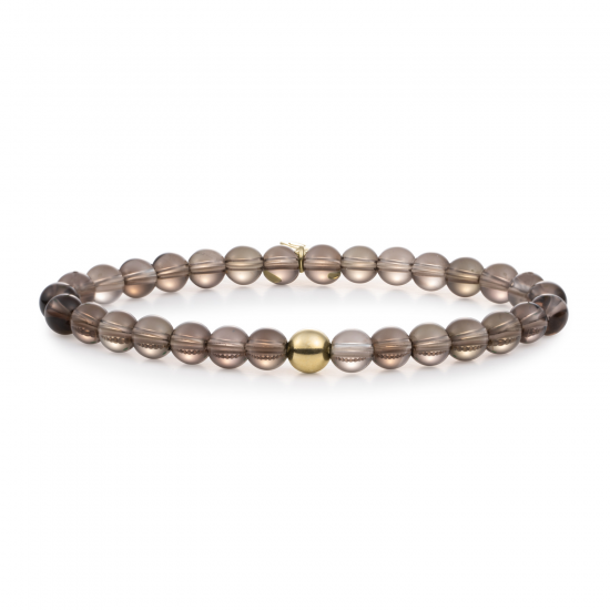 Sparkling Jewels; bracelet smokey quartz saturn large gold 6mm - 2009750