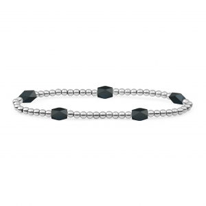 Sparkling Jewels; bracelet onyx 3mm reverse edge mix silver - 2009759 Sparkling Jewels; bracelet onyx 3mm reverse edge mix silver - 2009759