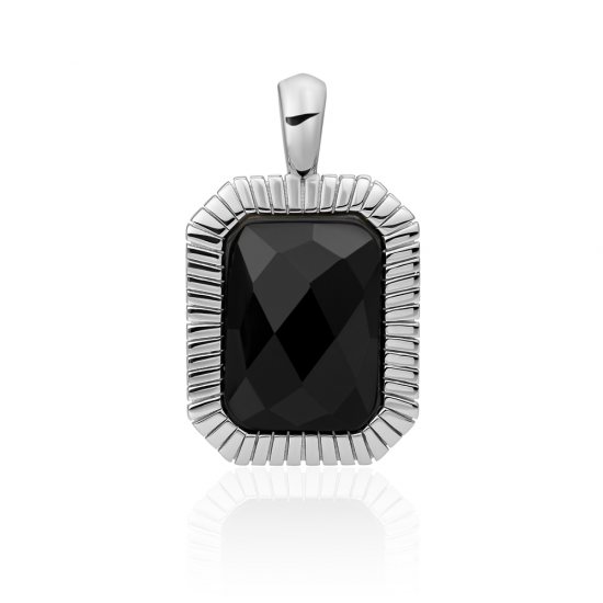 Sparkling Jewels; pendant silver onyx baguette - 2009785