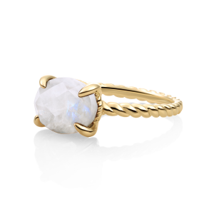 Sparkling Jewels; ring  9 karaat gold moonstone twist - 2009793 Sparkling Jewels; ring  9 karaat gold moonstone twist - 2009793
