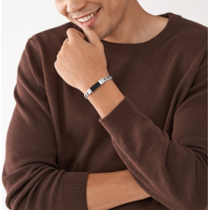 FOSSIL plaatarmband met zwart stuk - 2009852