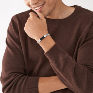 FOSSIL plaatarmband met zwart stuk - 2009852