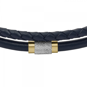 FOSSIL Leren herenarmband 2 streng zwart - 2009861