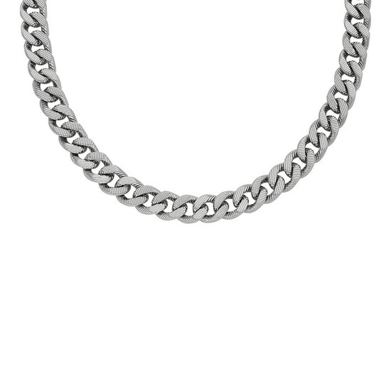 FOSSIL heren collier stalen gourmet schakel bewerkt - 2009866