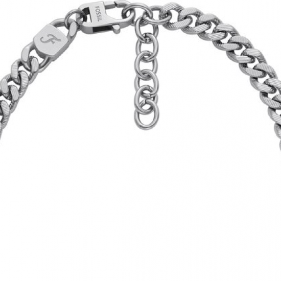 FOSSIL heren collier stalen gourmet schakel bewerkt - 2009866