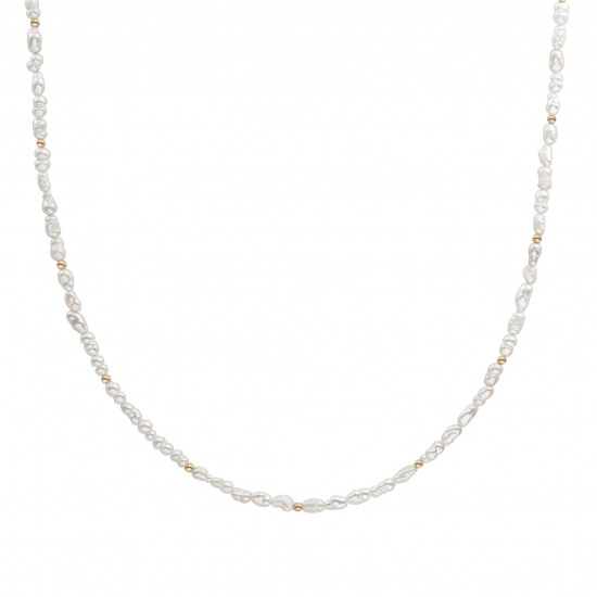 Sparkling jewels beaded necklace 2mm pearl gold - 2009870