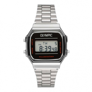 Olympic horloge digitaal met stalen band en zwarte plaat - 2009997 Olympic horloge digitaal met stalen band en zwarte plaat - 2009997