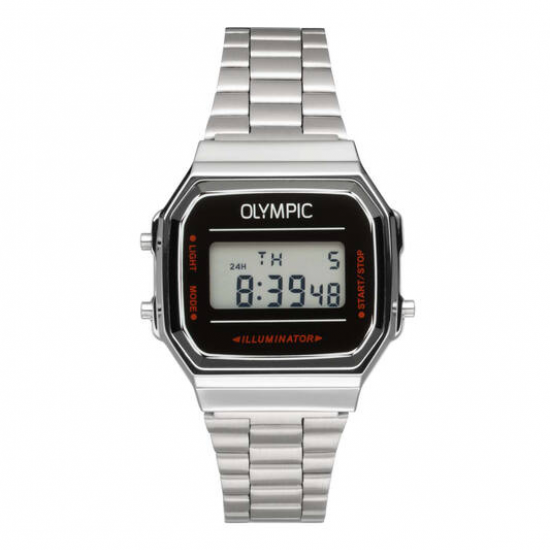 Olympic horloge digitaal met stalen band en zwarte plaat - 2009997