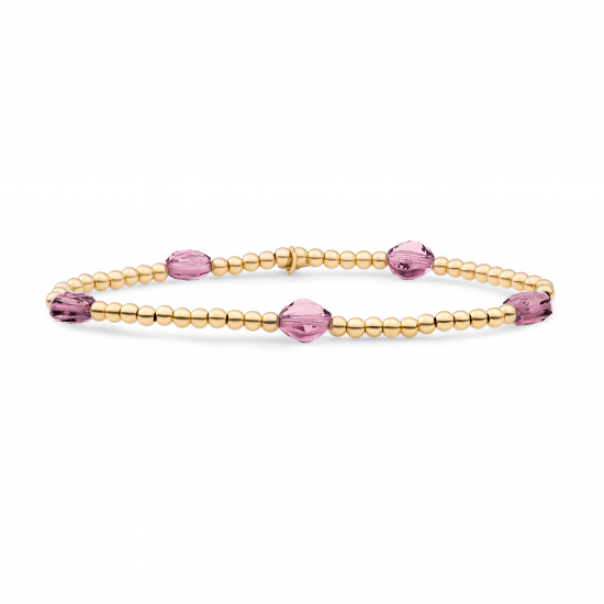 Sparkling Jewels bracelet purple pink quartz cushion cut beads gold - 2010020