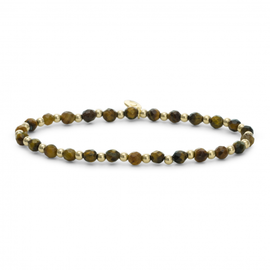 Sparkling Jewels bracelet tiger eye interstellar  gold 3mm - 2010025