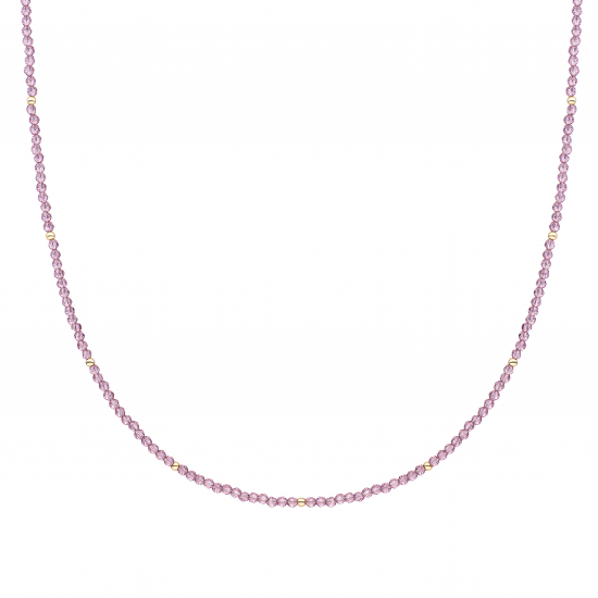 Sparkling Jewels  necklace 2mm purple pink quartz  gold 42+2 cm - 2010079