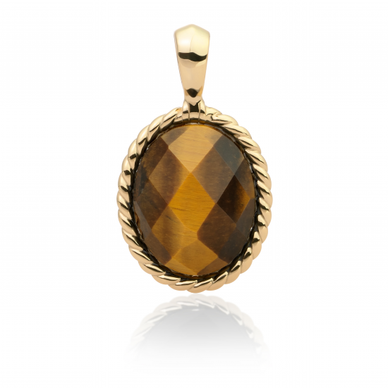 Sparkling Jewels pendant gold tiger eye twist - 2010082