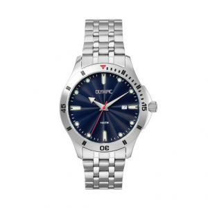 Olympic heren horloge stalen band en blauwe plaat - 2010091 Olympic heren horloge stalen band en blauwe plaat - 2010091