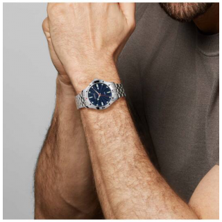 Olympic heren horloge stalen band en blauwe plaat 2010091