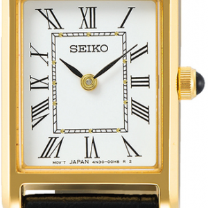 Seiko heren dames horloge double met zwart lederen band en romeinse plaat - 2010141 Seiko heren dames horloge double met zwart lederen band en romeinse plaat - 2010141