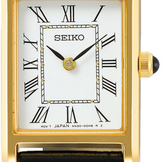 Seiko heren dames horloge double met zwart lederen band en romeinse plaat - 2010141