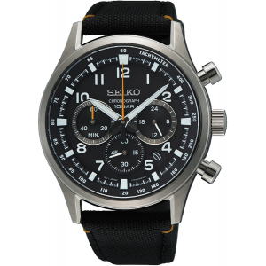 Seiko heren horloge chrono met  zwarte nylon band 10bar - 2010142 Seiko heren horloge chrono met  zwarte nylon band 10bar - 2010142