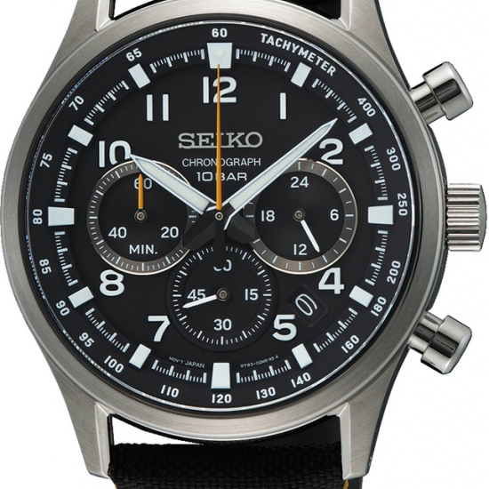 Seiko heren horloge chrono met  zwarte nylon band 10bar - 2010142