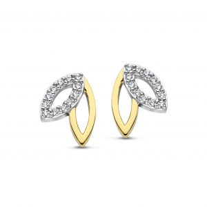 Rosa di luca bicolor oorknopje met zirconia - 2010175 Rosa di luca bicolor oorknopje met zirconia - 2010175