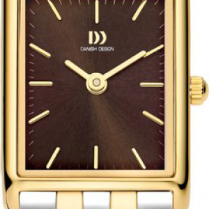 Danish design rechthoekig dames horloge  bicolor kaast en band bruine plaat - 2010260 Danish design rechthoekig dames horloge  bicolor kaast en band bruine plaat - 2010260