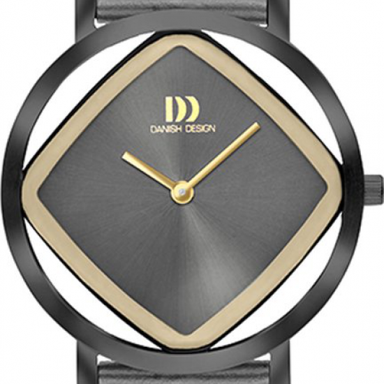 Danish design dames horloge bicolor kast met grijze lederen band - 2010262