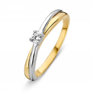 Ring solitair bicolor met zirconia - 2010299 Ring solitair bicolor met zirconia - 2010299