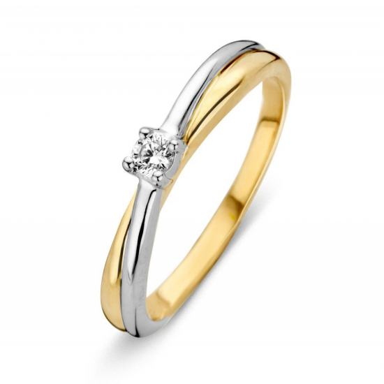 Ring solitair bicolor met zirconia - 2010299