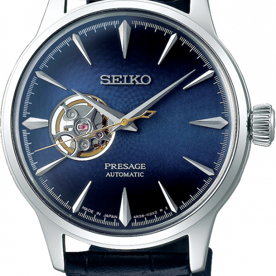 Seiko Presage met zwart  lederen band en blauwe  wijzerplaat - 2010313